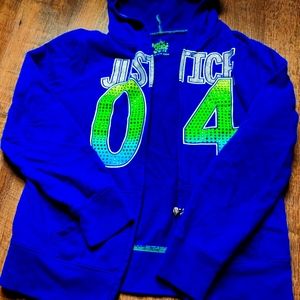 Girls bright blue and green justice hoodie